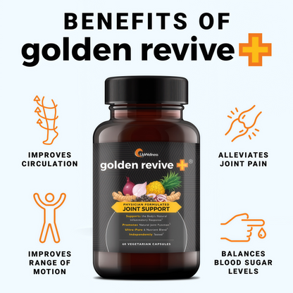 UpWellness Golden Revive + Joint Support Supplement Featuring Turmeric with Black Pepper, Quercetin, and Magnesium- Turmeric Boswellia Supplement - 6 Active Ingredients for Joint Care - 60 Capsules