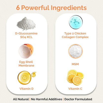 UpWellness Cartilage Revive + Joint Support Supplement for Men and Women with Type II Collagen for Joints - D-Glucosamine Sulfate, MSM, Vitamin D3, Vitamin C and More - 60 Capsules